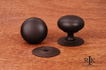 RKI CK-3216-RB: 1-1/2" Plain Cabinet Knob w/Detachable Back Plate Oil Rubbed Bronze