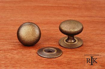 RKI CK-3217-AE: 1-1/4" Plain Cabinet Knob w/Detachable Back Plate - Antique English
