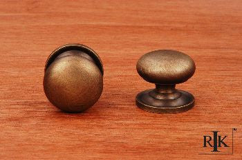 RKI CK-3217-ATAE: 1-1/4" Solid Plain Cabinet Knob w/Backplate - Antique English