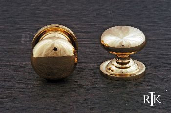 RKI CK-3217-ATB: 1-1/4" Solid Plain Cabinet Knob w/Backplate - Polished Brass