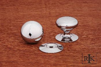 RKI CK-3217-C: 1-1/4" Plain Cabinet Knob w/Detachable Back Plate - Polished Chrome
