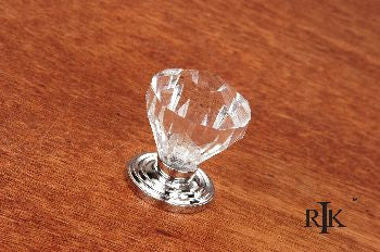 RKI CK-3AC-C: 1-1/4" Diamond Cut Acrylic Cabinet Knob - Polished Chrome