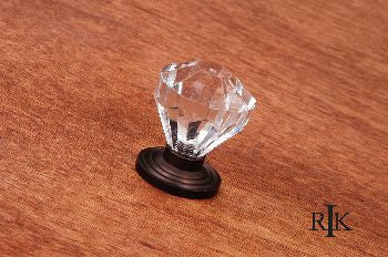 RKI CK-3AC-RB: 1-1/4" Diamond Cut Acrylic Cabinet Knob - Oil Rubbed Bronze
