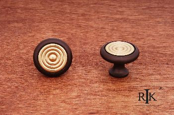 RKI CK-4248-BRB: 1-1/4" Cabinet Knob w/Riveted Brass Circle Insert - Bronze/Copper
