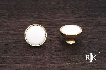 RKI CK-515-BW: 1-1/4" Round Cabinet Knob - Polished Brass/Porcelain