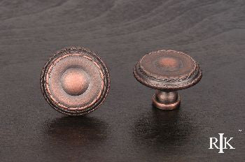 RKI CK-705-DC: 1-1/2" Large Double Roped Edge Cabinet Knob - Distressed Copper
