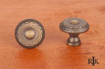 RKI CK-706-AE: 1-1/4" Small Double Roped Edge Cabinet Knob - Antique English