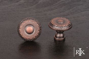 RKI CK-706-DC: 1-1/4" Small Double Roped Edge Cabinet Knob - Distressed Copper