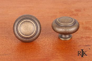 RKI CK-707-AE: 1-1/2" Large Double Ringed Cabinet Knob - Antique English