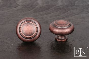 RKI CK-707-DC: 1-1/2" Large Double Ringed Cabinet Knob - Distressed Copper
