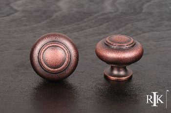 RKI CK-708-DC: 1-1/4" Small Double Ringed Cabinet Knob - Distressed Copper