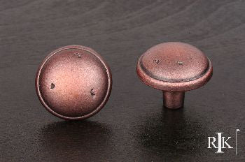 RKI CK-711-DC: 1-3/8" Distressed Mushroom Cabinet Knob w/Ring Edge - Distressed Copper