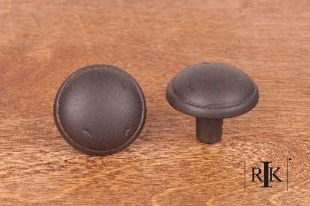 RKI CK-711-RB: 1-3/8" Distressed Mushroom Cabinet Knob w/Ring Edge - Oil Rubbed Bronze