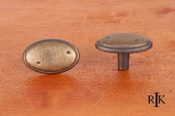RKI CK-712-AE: Distressed Oval Cabinet Knob w/Ring Edge - Antique English