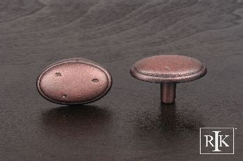 RKI CK-712-DC: Distressed Oval Cabinet Knob w/Ring Edge - Distressed Copper