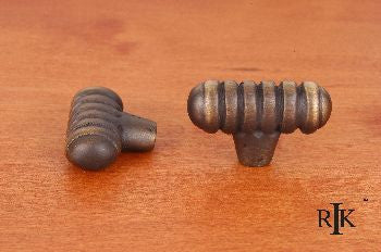 RKI CK-713-AE: Distressed Large Ribbed Cabinet Knob - Antique English