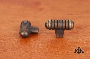 RKI CK-714-AE: Distressed Small Ribbed Cabinet Knob - Antique English