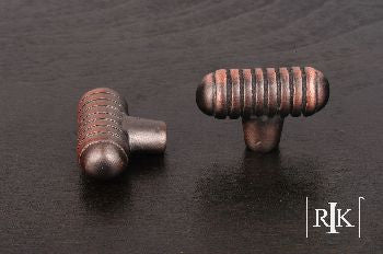 RKI CK-714-DC: Distressed Small Ribbed Cabinet Knob - Distressed Copper