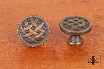RKI CK-751-AE: 1-1/2" Large Cross-Hatched Cabinet Knob - Antique English