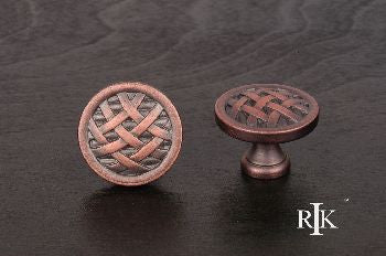 RKI CK-751-DC: 1-1/2" Large Cross-Hatched Cabinet Knob - Distressed Copper