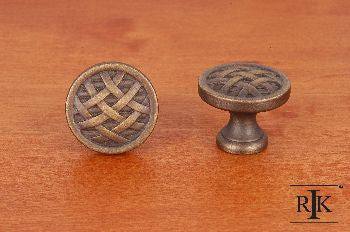 RKI CK-752-AE: 1-1/4" Small Cross-Hatched Cabinet Knob - Antique English
