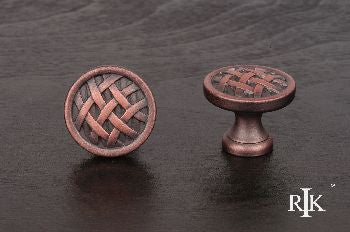 RKI CK-752-DC: 1-1/4" Small Cross-Hatched Cabinet Knob - Distressed Copper