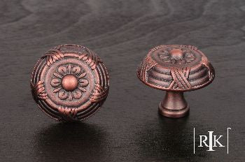 RKI CK-753-DC: 1-1/2" Large Crosses And Petals Cabinet Knob - Distressed Copper