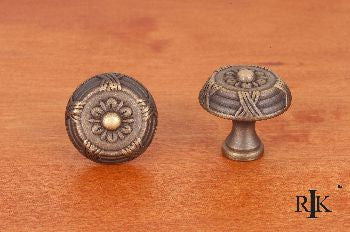 RKI CK-754-AE: 1-1/4" Small Crosses And Petals Cabinet Knob - Antique English