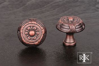 RKI CK-754-DC: 1-1/4" Small Crosses And Petals Cabinet Knob - Distressed Copper