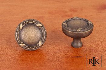 RKI CK-755-AE: 1-1/4" Lines And Crosses Cabinet Knob - Antique English