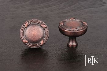 RKI CK-755-DC: 1-1/4" Lines And Crosses Cabinet Knob - Distressed Copper