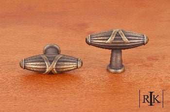 RKI CK-756-AE: Large Crossed Indian Drum Cabinet Knob - Antique English