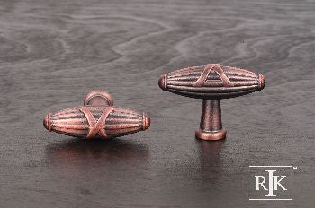 RKI CK-756-DC: Large Crossed Indian Drum Cabinet Knob - Distressed Copper