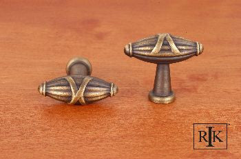 RKI CK-757-AE: 1-11/16" Small Crossed Indian Drum Cabinet Knob - Antique English