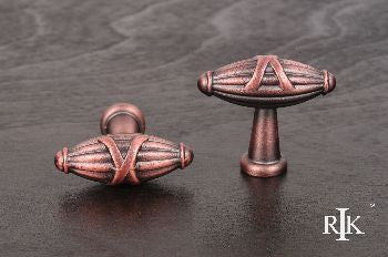 RKI CK-757-DC: 1-11/16" Small Crossed Indian Drum Cabinet Knob - Distressed Copper