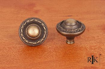 RKI CK-760-AE: 1-1/2" Big Deco-Leaf Edge Cabinet Knob - Antique English