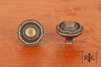 RKI CK-761-AE: 1-1/4" Small Deco-Leaf Edge Cabinet Knob - Antique English