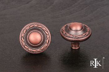 RKI CK-761-DC: 1-1/4" Small Deco-Leaf Edge Cabinet Knob - Distressed Copper