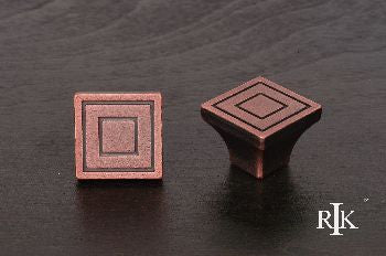RKI CK-770-DC: Large Contemporary Square Cabinet Knob - Distressed Copper