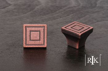 RKI CK-771-DC: 7/8" Small Contemporary Square Cabinet Knob - Distressed Copper