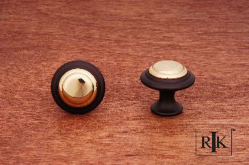 RKI CK-9214-BRB: 1-1/4" Step Up Cabinet Knob w/Brass Middle - Oil Rubbed Bronze & Copper