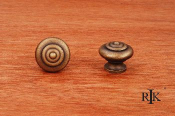 RKI CK-9307-AE: 1" Solid Cabinet Knob w/Circle at Top - Antique English