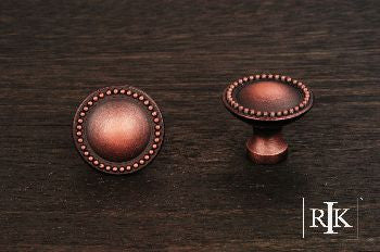 RKI CK-9310-DC: 1-1/2" Plain Cabinet Knob w/Beaded Edge - Distressed Copper