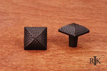 RKI CK-9311-RB: 1-1/4" Square Cabinet Knob w/Divet Indents - Oil Rubbed Bronze