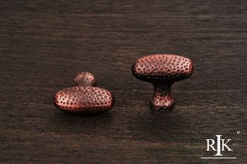 RKI CK-9312-DC: 1-3/8" Slim Egg Cabinet Knob w/Divet Indents - Distressed Copper