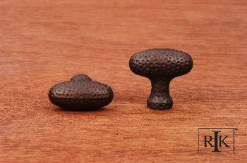 RKI CK-9312-RB: 1-3/8" Slim Egg Cabinet Knob w/Divet Indents - Oil Rubbed Bronze