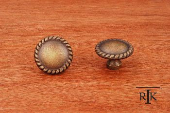RKI CK-9313-AE: 1-1/4" Plain Cabinet Knob w/Rope at Edge - Antique English