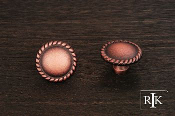 RKI CK-9313-DC: 1-1/4" Plain Cabinet Knob w/Rope Edge - Distressed Copper