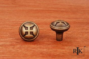 RKI CK-9314-AE: 1-1/4" Solid Four Petal Cabinet Knob - Antique English
