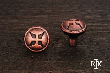 RKI CK-9314-DC: 1-1/4" Solid Four Petal Cabinet Knob - Distressed Copper